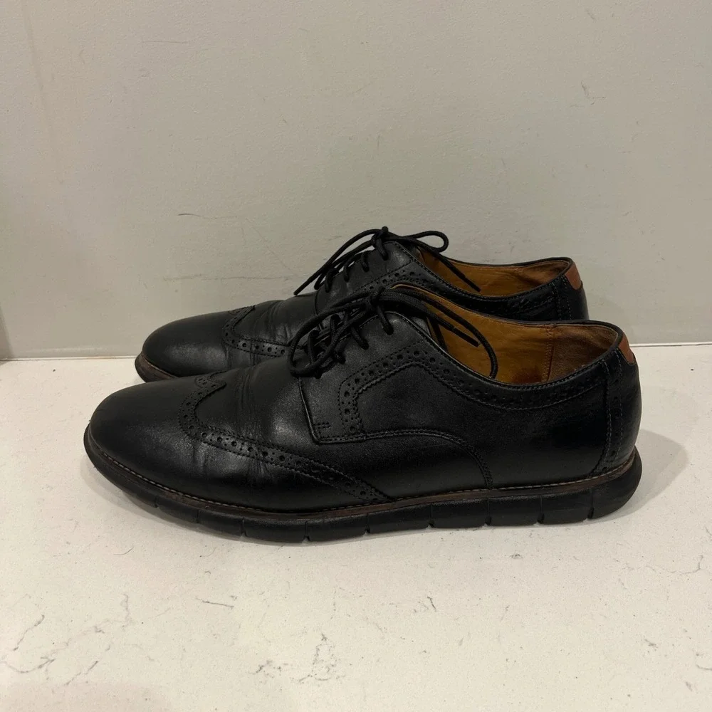 Johnston & Murphy Wingtip‎ Oxfords Mens 12M Black Leather Brogue 20-4635